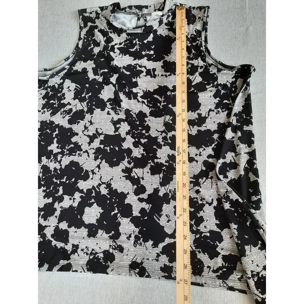 Ava James 2X Plus Women Spandex Blouse Back Keyhole Sleeveless Multi-Color - Picture 3 of 8